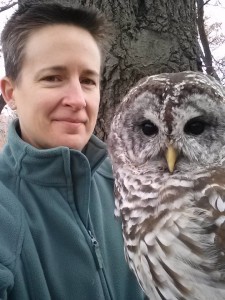 Me with one of the raptors I volunteer with at Richardson Nature Center.